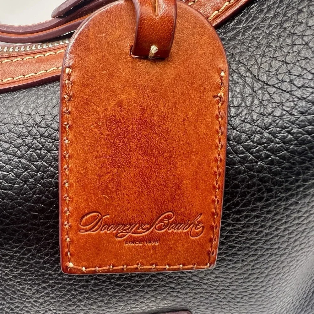 Dooney & Bourke Black and Brown Pebbled Leather Harrison Hobo Bag